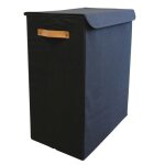 Panier � linge double en tissu noir 50 x 30 x 60 cm