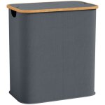 Panier � linge - homcom - double pliable 80 l - couvercle - poign�es rainur�es - gris
