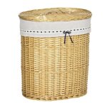 Panier a linge osier 100l avec couvercle 51x38x57cm naturel bote rangement pour chambre salle de bain ...