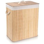 Panier  linge pliable - vilde - bambou - 90l - beige - double compartiment