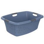 Panier � linge - rotho - flowers - 50l - plastique (pp) sans bpa - bleu
