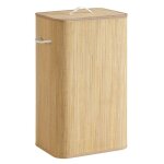 Panier � linge - songmics - 90 l - bambou - pliable - sac amovible