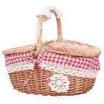 Panier osier pique - nique avec couvercle doublure lin vintage label yyv