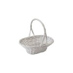Panier ovale saule tress 30x22x11cm blanc