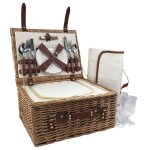 Panier de pique - nique ajusté en osier classique pour 6 personnes Panier de pique - nique ajusté en osier classique pour 6 personnes