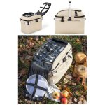 Panier pique - nique - beige - 4 personnes - isotherme 23l - 29 accessoires - poign�e r�tractable