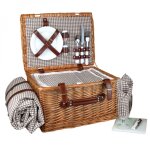 Panier de pique - nique isotherme avec nappe et accessoires - 2 personnes - gris - linxor