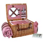 Panier de pique - nique isotherme avec nappe et accessoires - 2 personnes - rouge - linxor
