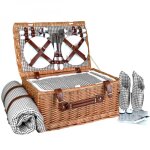 Panier de pique - nique isotherme avec nappe et accessoires - 4 personnes - gris - linxor