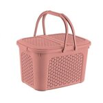Panier � pique - nique - keeper - 28l - aspect rotin - poign�e pratique - couvercle double ouverture