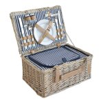 Panier de pique - nique lumparland pour 2 personnes avec poche isotherme naturel blanc bleu Panier de pique - nique lumparland pour 2 personnes avec poche isotherme naturel blanc bleu