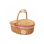 Panier de pique - nique en osier tress� avec couvercle - style campagnard - panier de pr�sentation pour ...