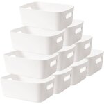 Panier plastqiue rangement avec poign�es 10pcs boite de rangement salle de bain bac rangement placard ...