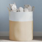 Panier de rangement beige et blanc �38x46 cm coton