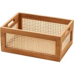 Panier de rangement en bois avec poign�es panier � linge portable pour ranger le linge de lit (marron) ...