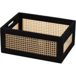 Panier de rangement en bois avec poign�es panier � linge portable pour ranger le linge de lit (noir)