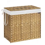 Panier de rangement corbeille linge sale 160 l avec couvercle pliable sacs en tissu amovibles et poign�es ...