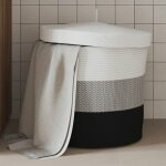 Panier de rangement avec couvercle blanc et noir �40x35cm coton
