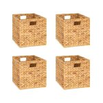 Panier de rangement en jacinthe deau tisse en 4 pices rangement carr pour la maison rsout les problmes ...