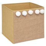 Panier de rangement en jute avec pompons - atmosphera - marron - 29 x 29 x 29 cm