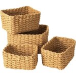 Paniers de rangement en osier tiss� lot de 4 panier en osier tress� corbeilles de rangement empilables(marron) ...