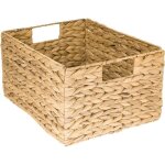 Panier de rangement panier pliable tress� en jacinthe deau jonc de mer taille l 36 x 28 x 20 cm .