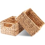 Panier de rangement rectangulaire tress� en jacinthe deau .