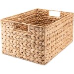 Panier de rangement rectangulaire tress� en jacinthe deau l yyv