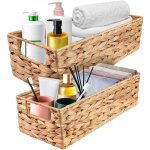 Panier de rangement tress� lot de 2 corbeilles osier avec poign�es organisateur cuisine salle de bain ...