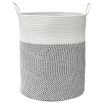 Panier de rangement - vidaxl - coton - gris / blanc - pliable - design moderne