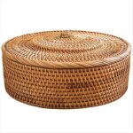 Panier en rotin avec couvercle panier de rangement tiss� � la main panier en osier avec couvercle pour ...