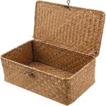 Panier rotin tress� xxl avec couvercle pour linge maquillage cuisine ou salon label