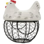Panier de stockage des oufs de p�ques avec poule figurine en c�ramique de fer panier (blanc)