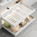 Panier tiroir pour meuble de cuisine - tiroir coulissant cuisine - blanc - 46  68 cm