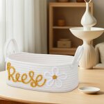 Panier tress� personnalisable pour jouets v�tements ou couches de b�b� id�al comme cadeau