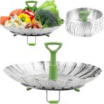 Panier vapeur pliable en acier inoxydable pour la cuisson des l�gumes extensible sadapter � diff�rentes ...