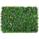 Panneaux de haie artificielle treillis cl�ture de treillis extensible avec feuilles et fleurs toile de ...