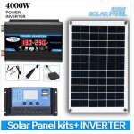 Panneau solaire - woodours - kit onduleur solaire 6000w panneau 600w syst�me 110v noir 4000w