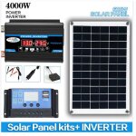 Panneau solaire - woodours - kit onduleur solaire 6000w panneau 600w syst�me 110v noir 4000w kit photovoltaiqu ...