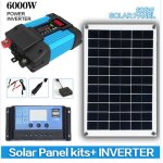 Panneau solaire - woodours - kit onduleur solaire 6000w panneau 600w syst�me 220v bleu 6000w