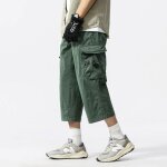 Pantacourt cargo homme longueur 4 / 5 en coton multi - poches - vert militaire Pantacourt cargo homme longueur 4 / 5 en coton multi - poches - vert militaire