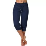 Pantacourt femme casual sport confortable - bleu marine