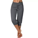 Pantacourt femme casual sport confortable - gris fonce