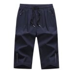 Pantacourt homme taille �lastique stretch pantalon court sport ete s�chage rapide couleur unie - bleu ...