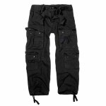 Brandit pure vintage - pantalon cargo noir coupe droite multi - poches style vintage