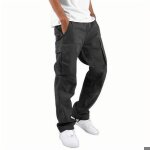 Pantalon de cargo homme sport jogging - noir - pantalons multi poches - taille elastique - tissu confortable ...
