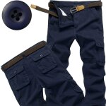 Pantalon cargo militaire homme en coton coupe droite pantalon tactique avec 6 poches couleur unie confortable ...