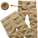 Pantalon cargo militaire homme en coton coupe droite pantalon tactique avec 6 poches couleur unie confortable ...