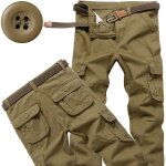 Pantalon cargo militaire homme en coton coupe droite pantalon tactique avec 6 poches couleur unie confortable ...