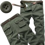 Pantalon cargo militaire homme en coton coupe droite pantalon tactique avec 6 poches couleur unie confortable ...
